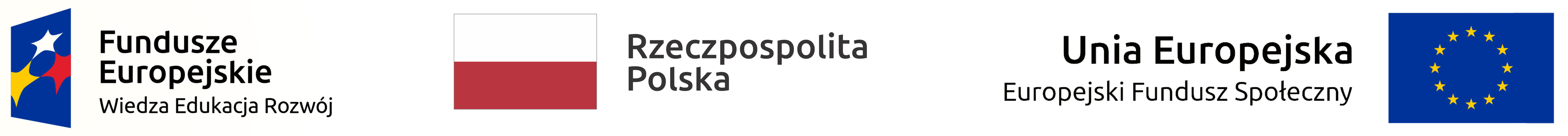 Logotypy - Fundusze Europejskie Wiedza Edukacja Rozwój, Rzeczpospolita Polska, Unia Europejska Europejski Fundusz Społeczny